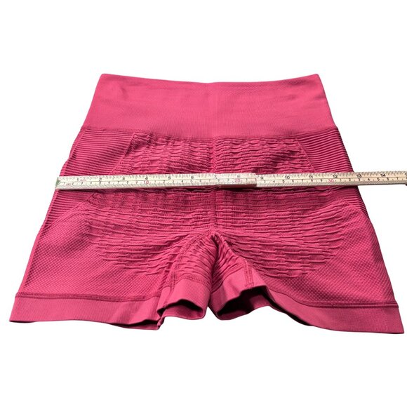 Womens High-Waisted Seamless Pink Workout Shorts - Picture 6 of 7